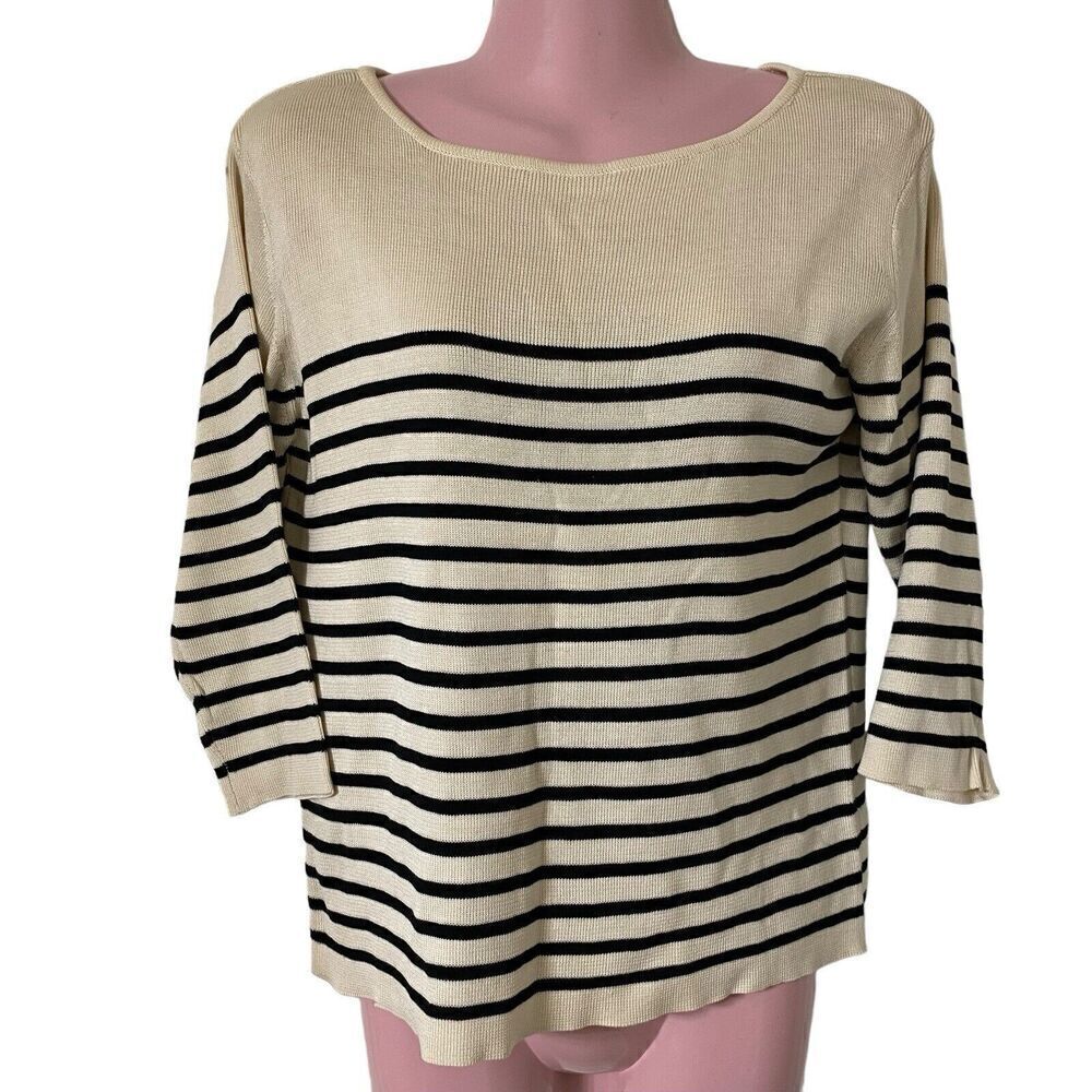 Vintage Clio Sweater Women's Large Silk Cotton Blend 90's Y2K Striped Cropped